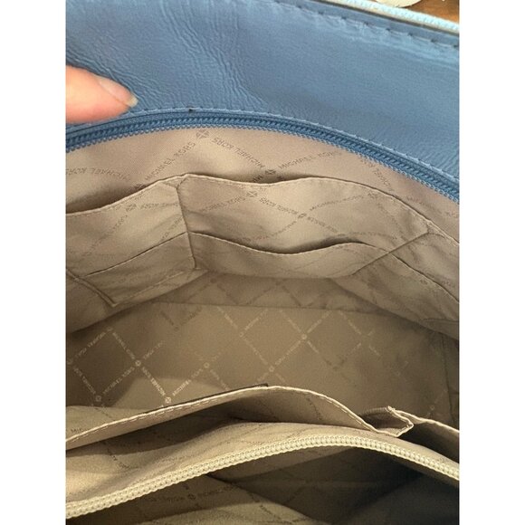 Michael Kors Blue Monogram Logo Tote Bag With Shoulder Straps - Picture 10 of 16